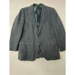Vtg John Alexander 42R Blue Herringbone Tweed Wool Mens Blazer Sport Jacket Coat